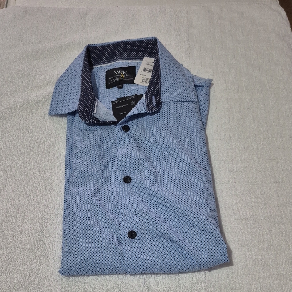W.R.K Men's Light Blue Patterned Button Down Shirt